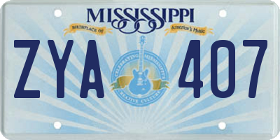 MS license plate ZYA407