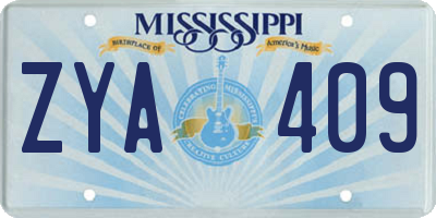 MS license plate ZYA409
