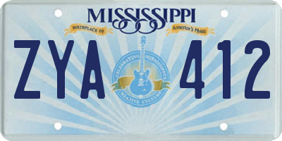 MS license plate ZYA412