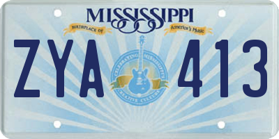 MS license plate ZYA413