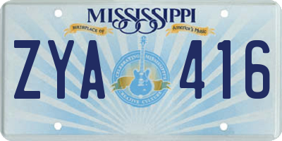 MS license plate ZYA416