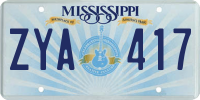 MS license plate ZYA417