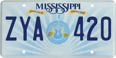MS license plate ZYA420