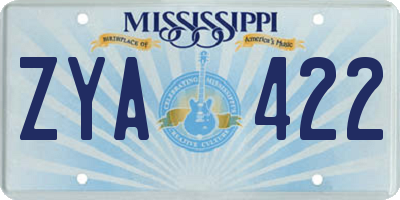 MS license plate ZYA422