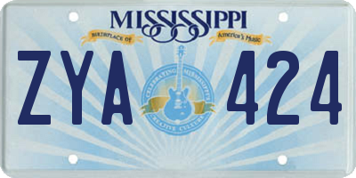 MS license plate ZYA424
