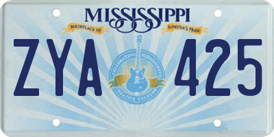 MS license plate ZYA425