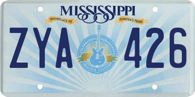 MS license plate ZYA426