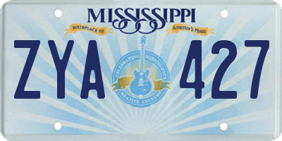 MS license plate ZYA427