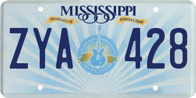 MS license plate ZYA428