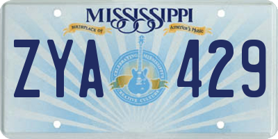 MS license plate ZYA429