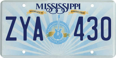 MS license plate ZYA430