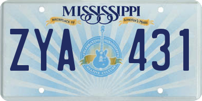 MS license plate ZYA431
