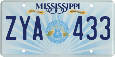 MS license plate ZYA433