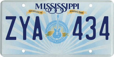 MS license plate ZYA434