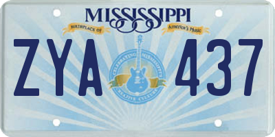 MS license plate ZYA437