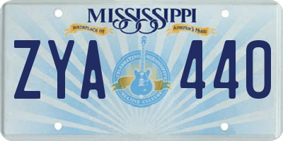 MS license plate ZYA440