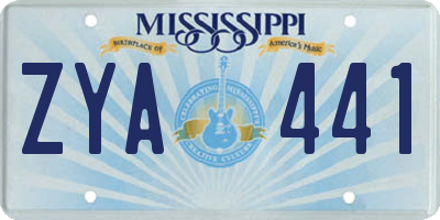 MS license plate ZYA441