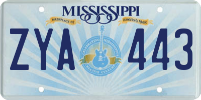 MS license plate ZYA443