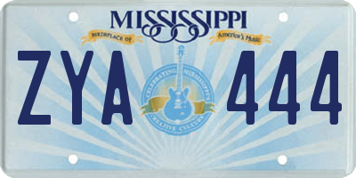 MS license plate ZYA444