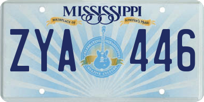 MS license plate ZYA446