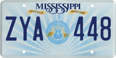 MS license plate ZYA448