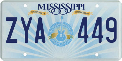 MS license plate ZYA449