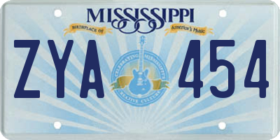 MS license plate ZYA454