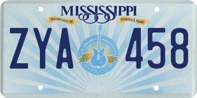 MS license plate ZYA458