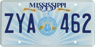 MS license plate ZYA462