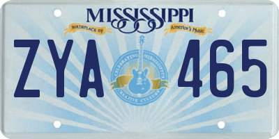 MS license plate ZYA465