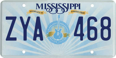 MS license plate ZYA468