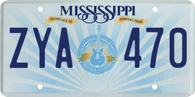 MS license plate ZYA470