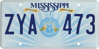 MS license plate ZYA473