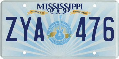 MS license plate ZYA476