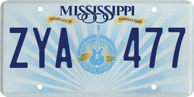 MS license plate ZYA477