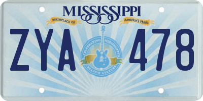 MS license plate ZYA478