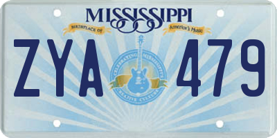MS license plate ZYA479