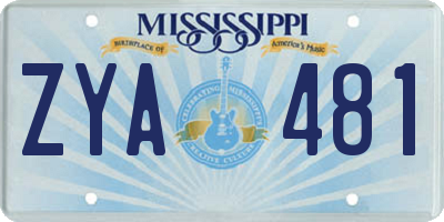 MS license plate ZYA481