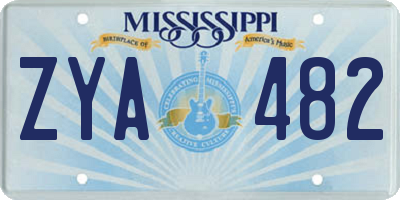 MS license plate ZYA482