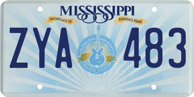 MS license plate ZYA483