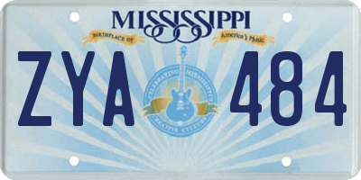 MS license plate ZYA484