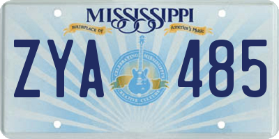 MS license plate ZYA485