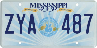 MS license plate ZYA487