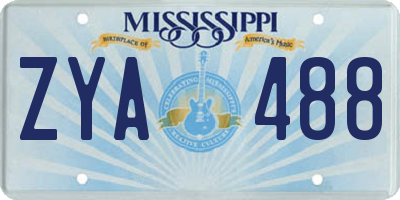 MS license plate ZYA488
