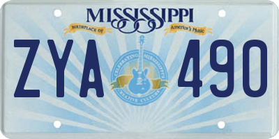 MS license plate ZYA490