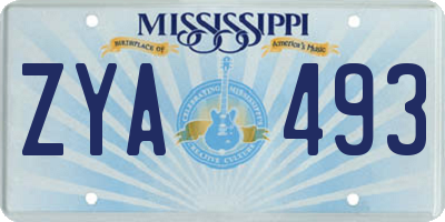 MS license plate ZYA493