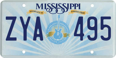 MS license plate ZYA495