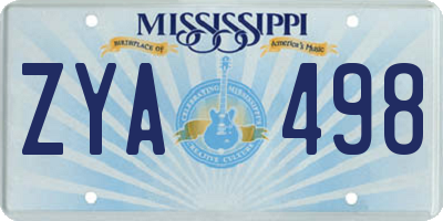 MS license plate ZYA498