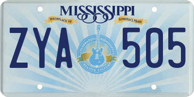 MS license plate ZYA505