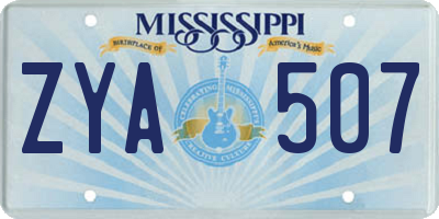 MS license plate ZYA507